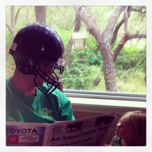If Toddzilla demands that you read the paper wearing a football helmet, you do it!